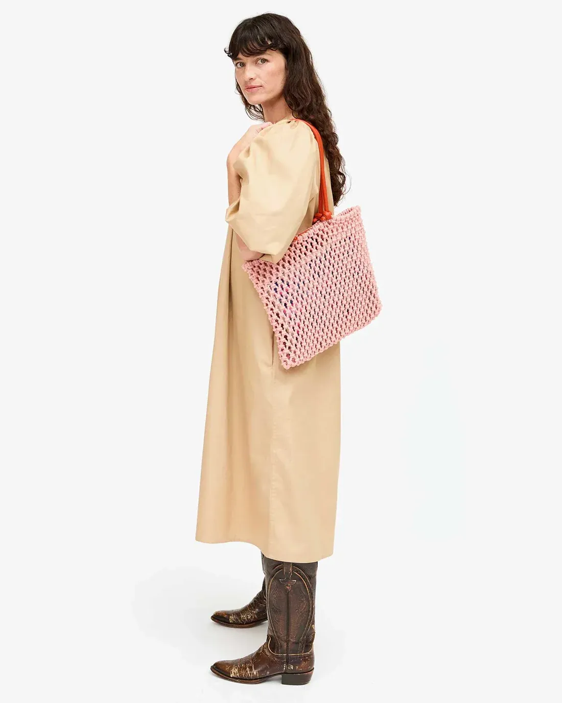 Clare V Sandy Blush w/ Bright Poppy Straps
