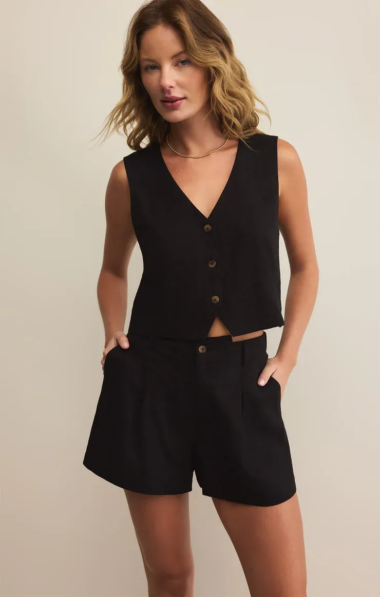 Z Supply Topanga Linen Short Black