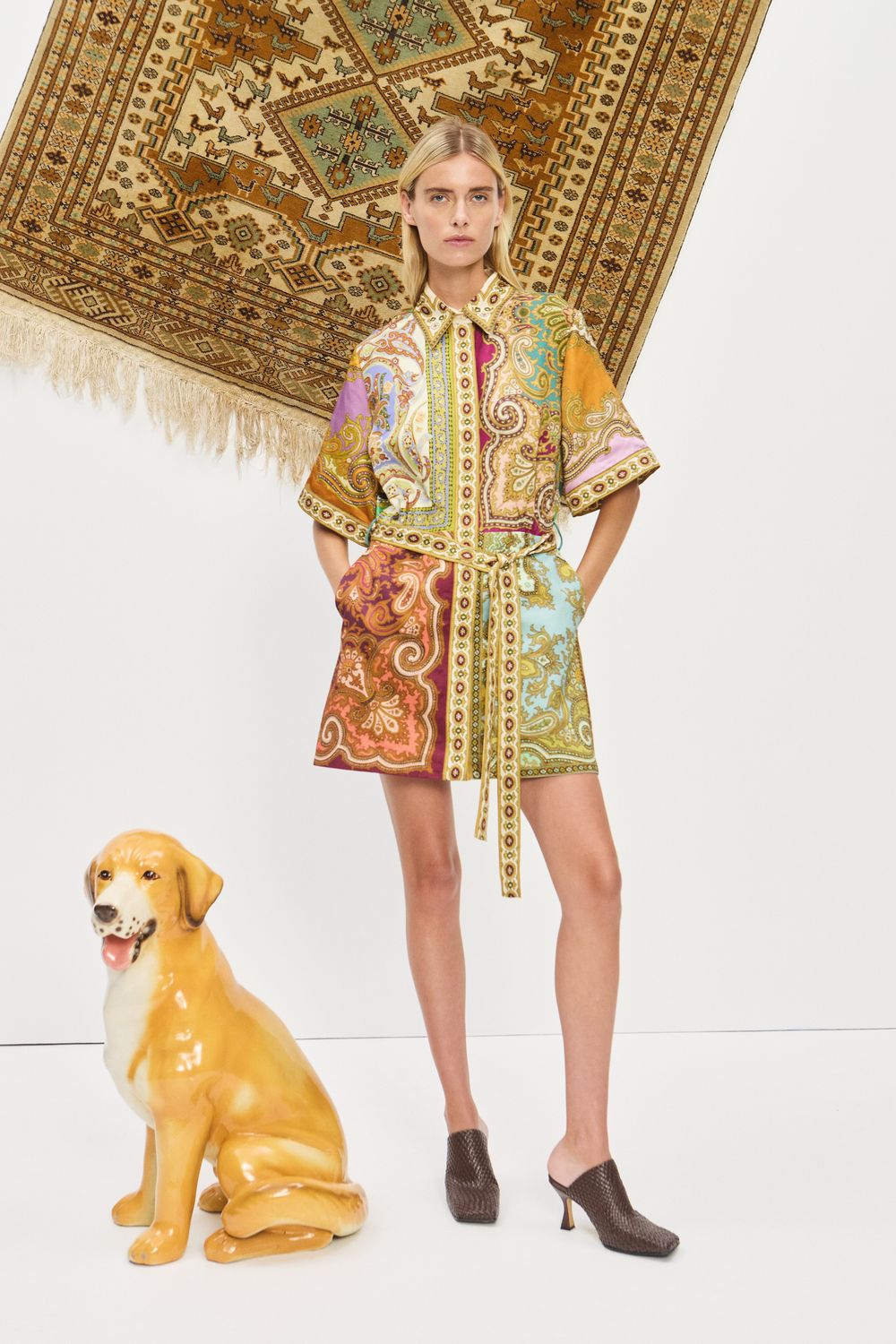 ALEMAIS CLEMENZA SPLICED MINI DRESS