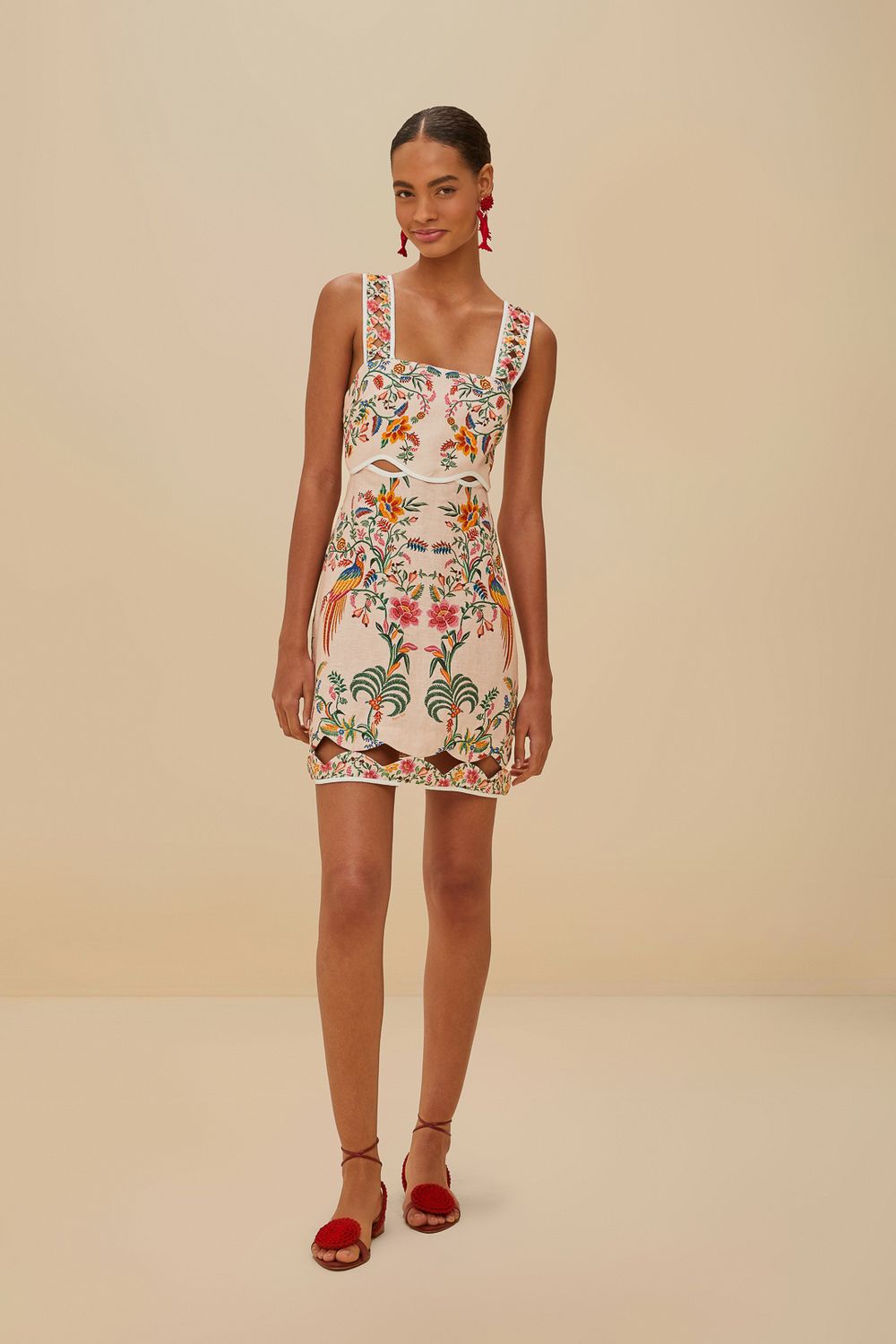 FARM RIO DELICATE FOREST PINK MINI DRESS