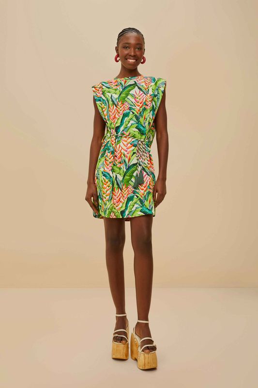 FARM RIO HELI LEAVES PEARL TSHIRT JERSEY MINI DRESS