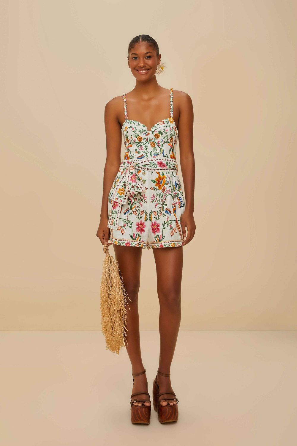FARM RIO DELICATE FOREST OFF-WHITE ROMPER