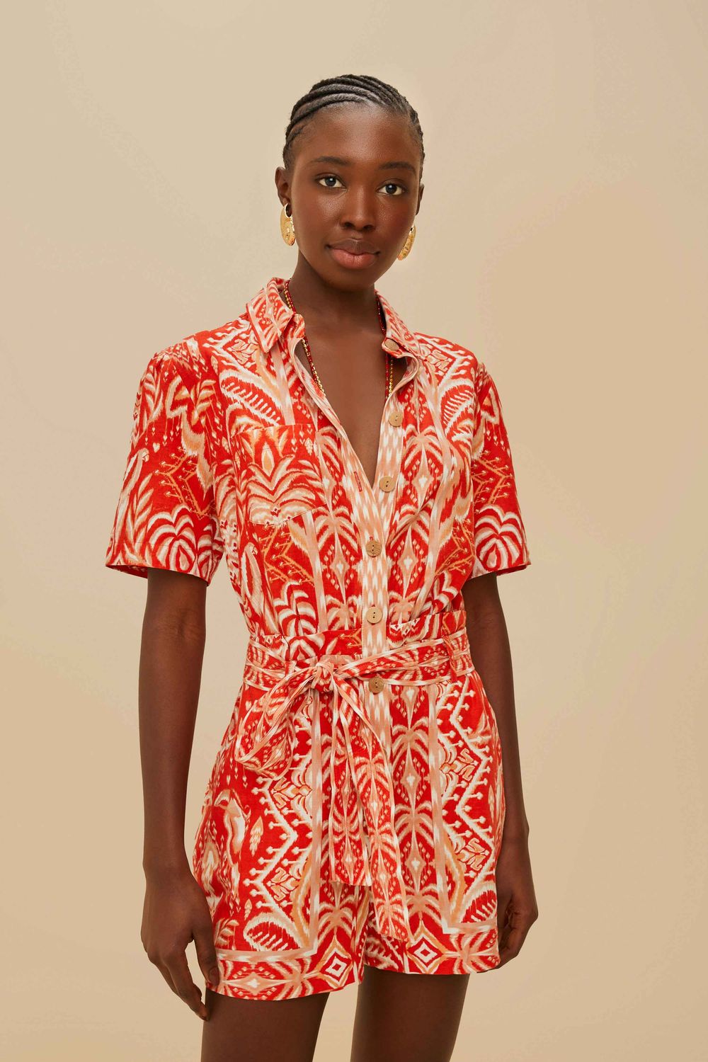FARM RIO TROPICAL TAPESTRY RED ROMPER