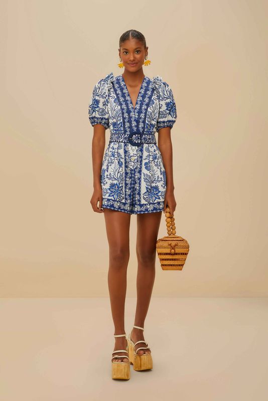 FARM RIO SHELL GARDEN OFF-WHITE ROMPER