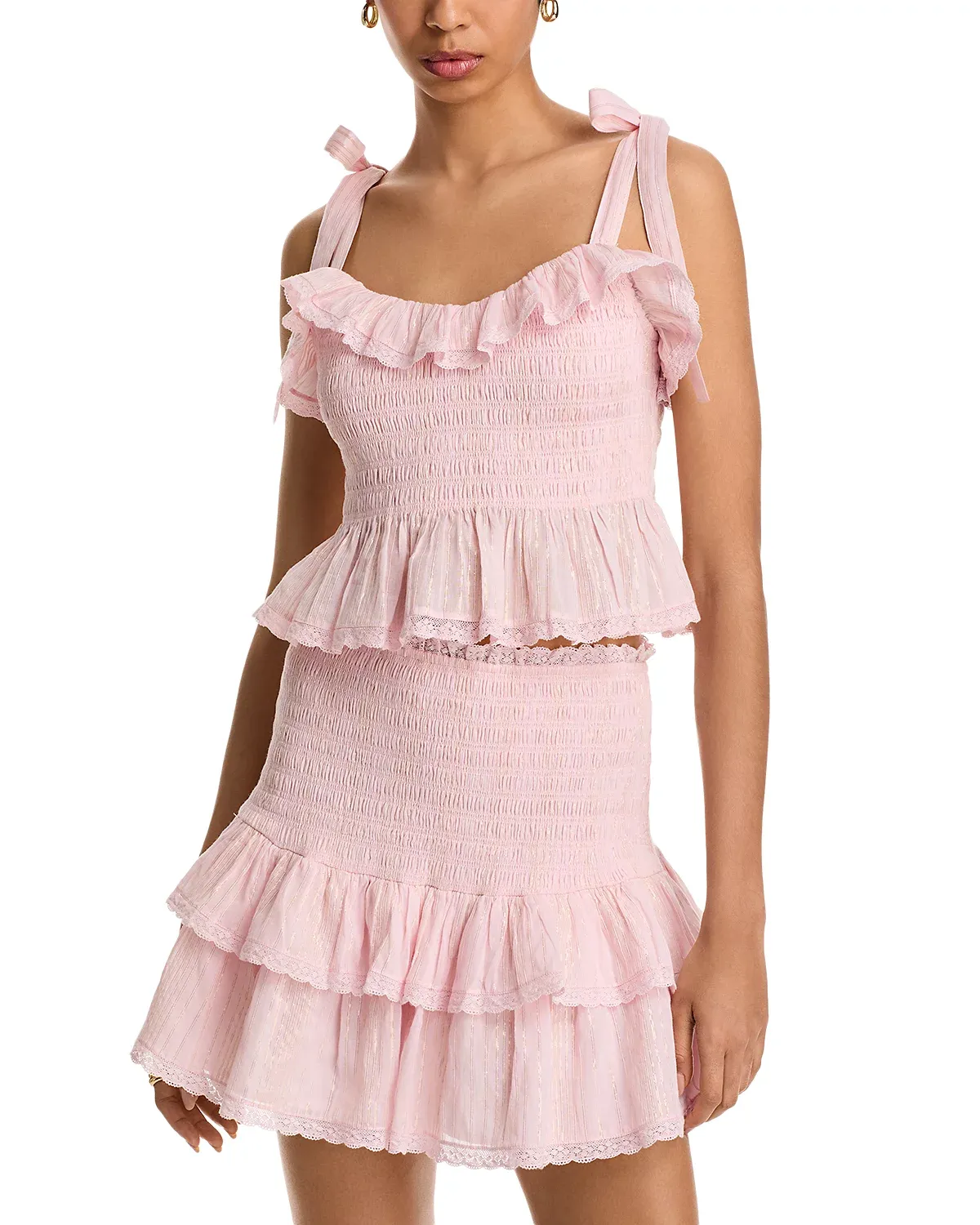 LOVE SHACK FANCY VOTO TOP PINK SHIMMER