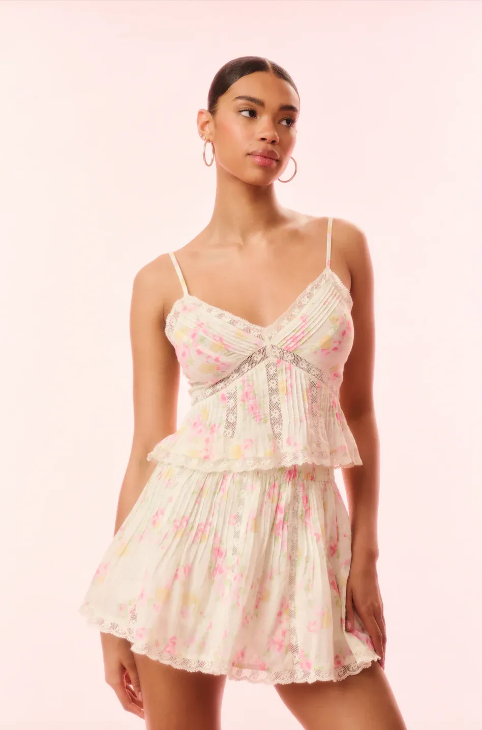 LOVE SHACK FANCY AMRINA SKIRT WHITE PEACH