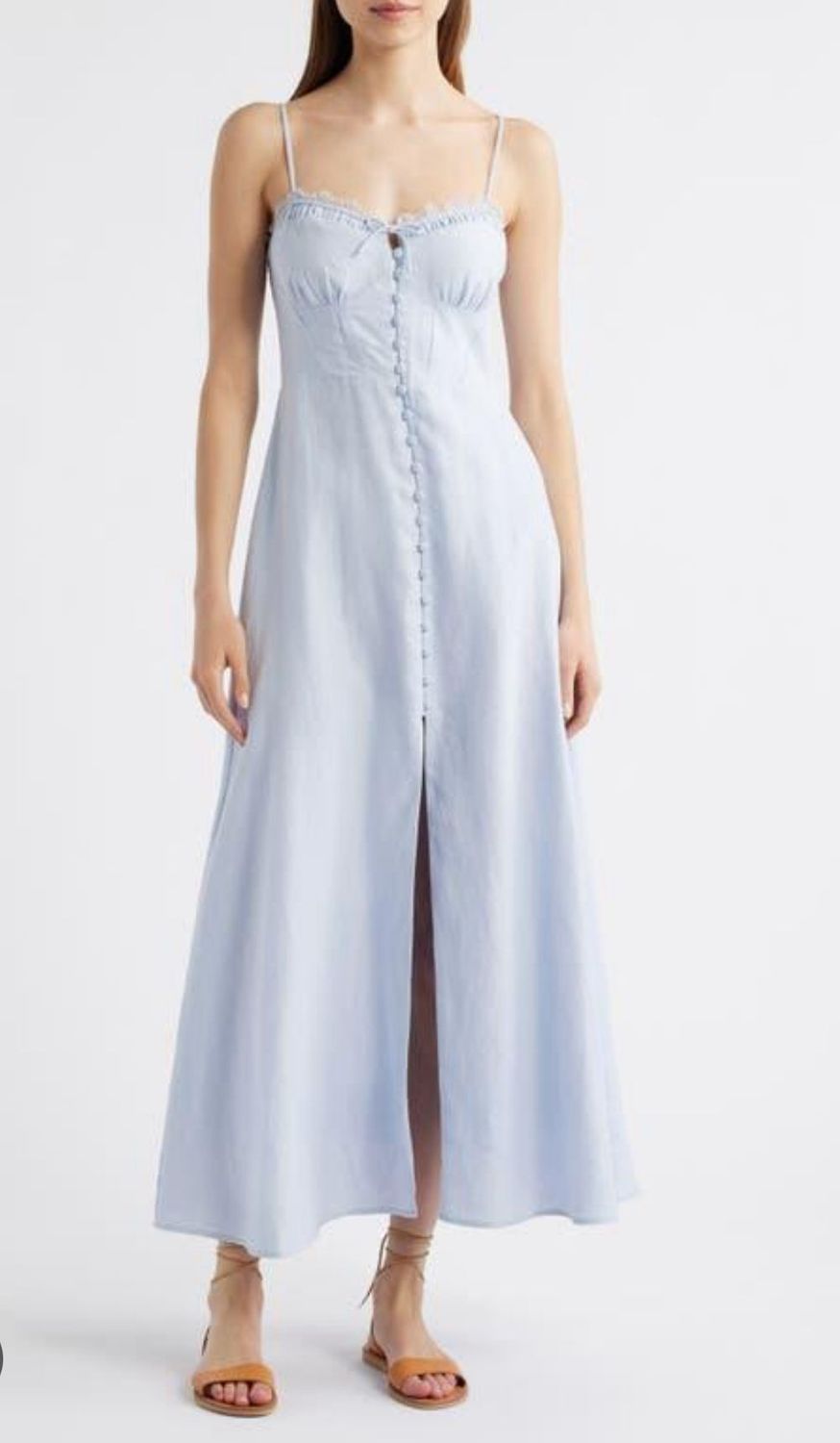 LOVE SHACK FANCY LINELLA DRESS SUMMER SKY BLUE