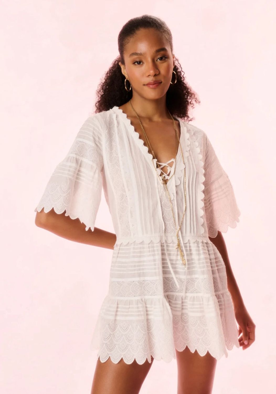 LOVE SHACK FANCY ORCIA DRESS OPTIC WHITE