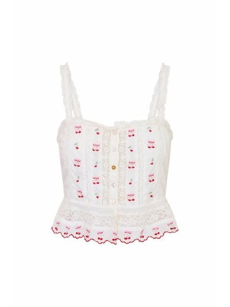 LOVE SHACK FANCY VIETTA TOP OPTIC WHITE