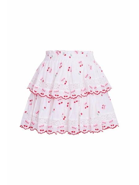 LOVE SHACK FANCY RUFFLE MINI SKIRT OPTIC WHITE