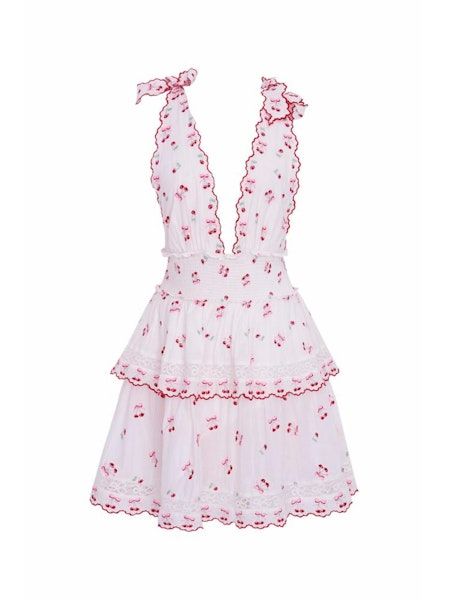 LOVE SHACK FANCY SOIRA DRESS OPTIC WHITE