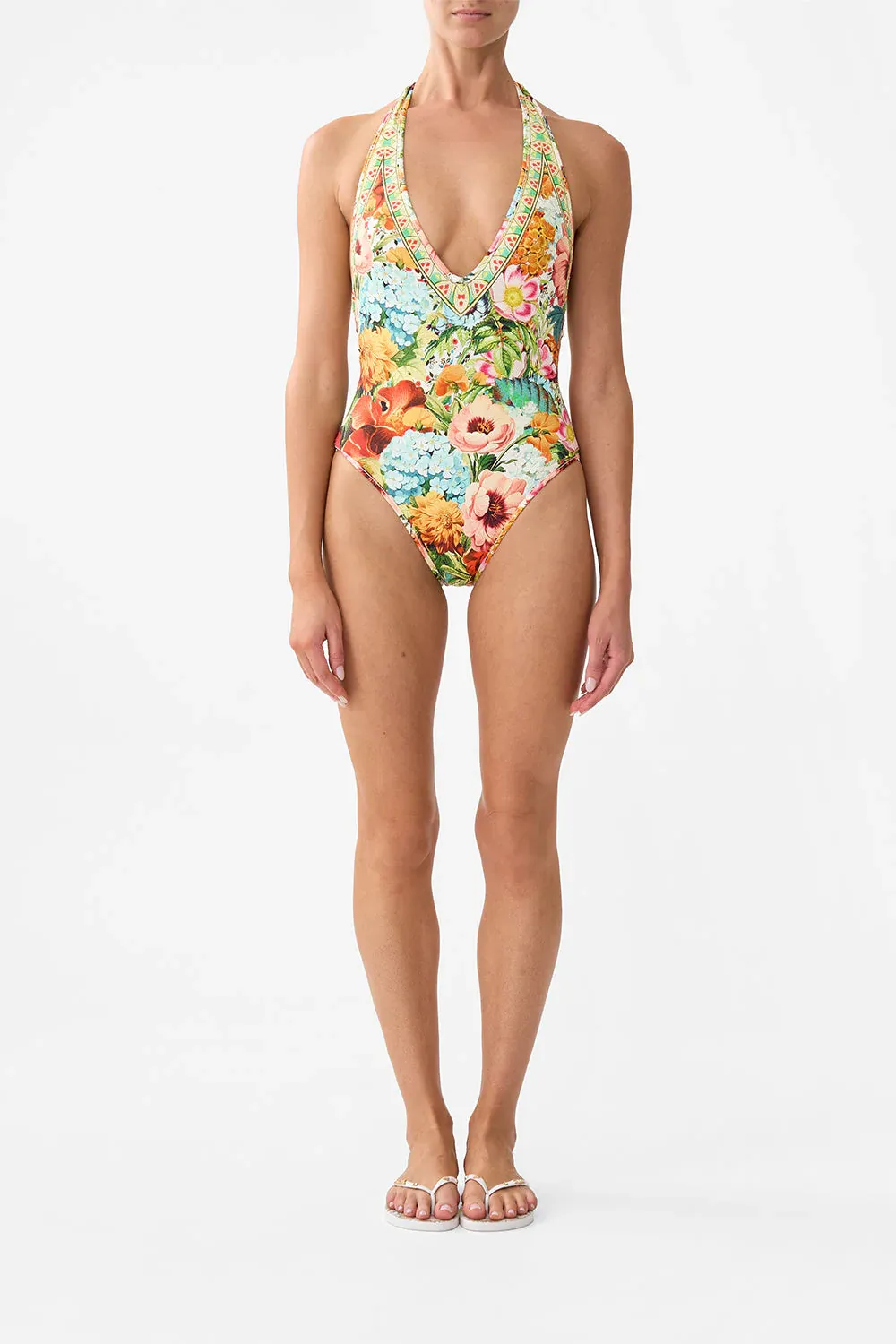 CAMILLA REVERSIBLE BIND EDGE HALTER ONE PIECE BATHING BOMBSHELL