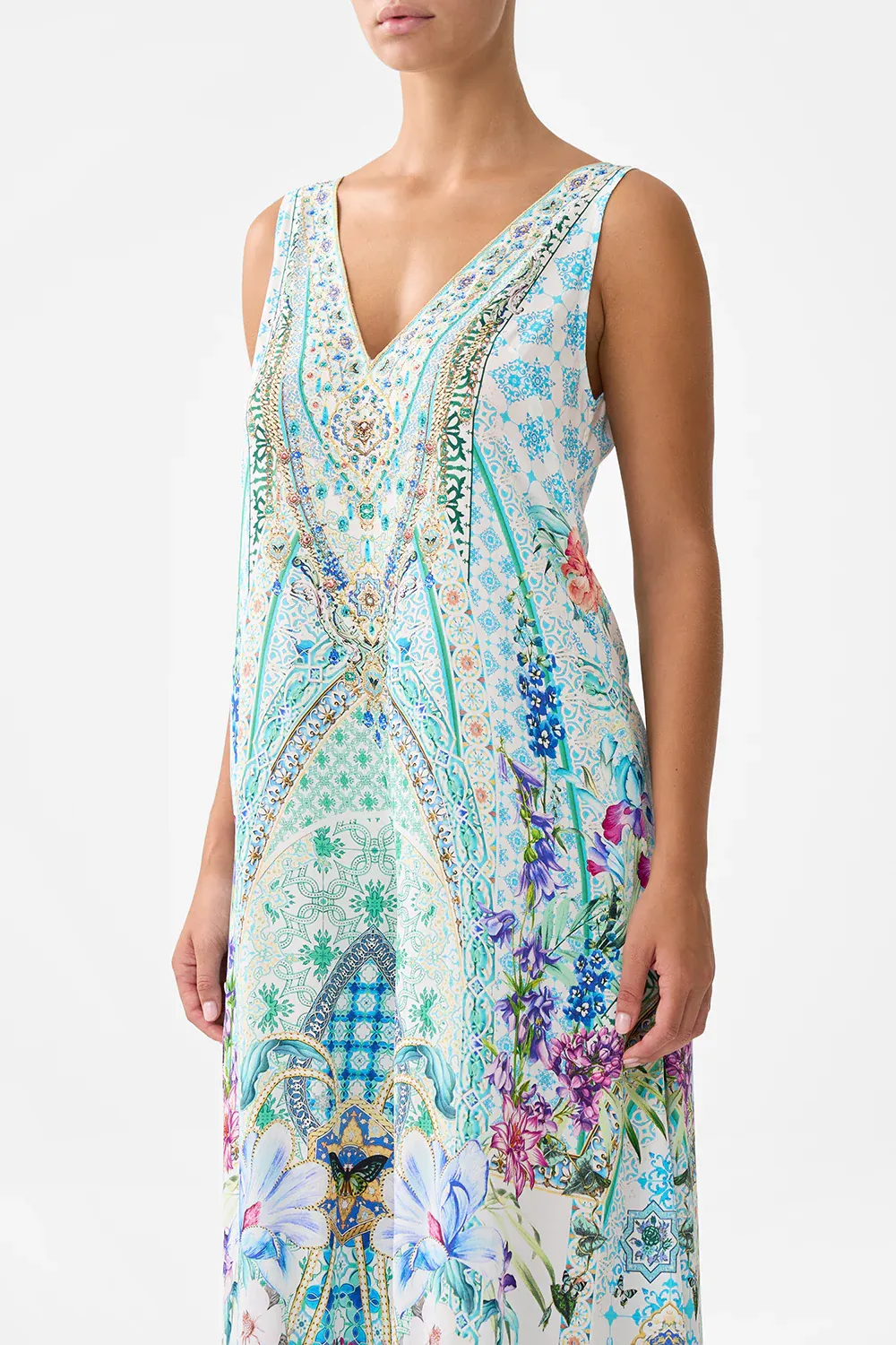 CAMILLA V NECK FLARED JUMPSUIT SUNRISE IN SINTRA