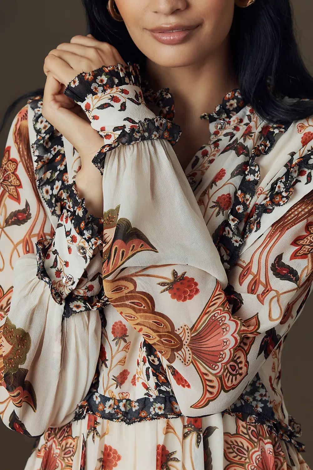FARM RIO BERRY GARDEN CREAM MINI DRESS