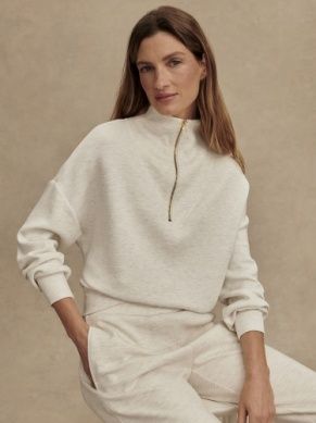 Varley hawley half zip sweat ivory marl