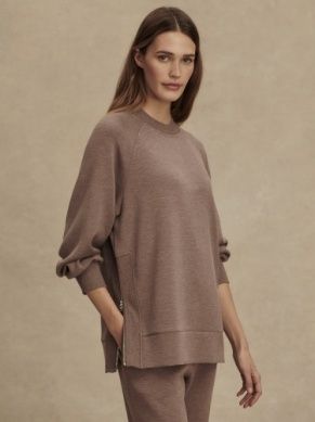 Varley nicole boyfriend sweat deep taupe marl fleck