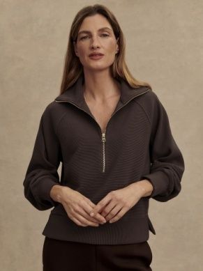 Varley milano half zip sweat coffee bean