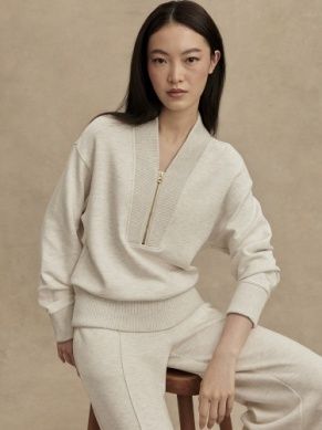 Varley sally half zip sweat ivory marl