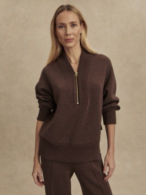 Varley sally half zip sweat coffee bean marl