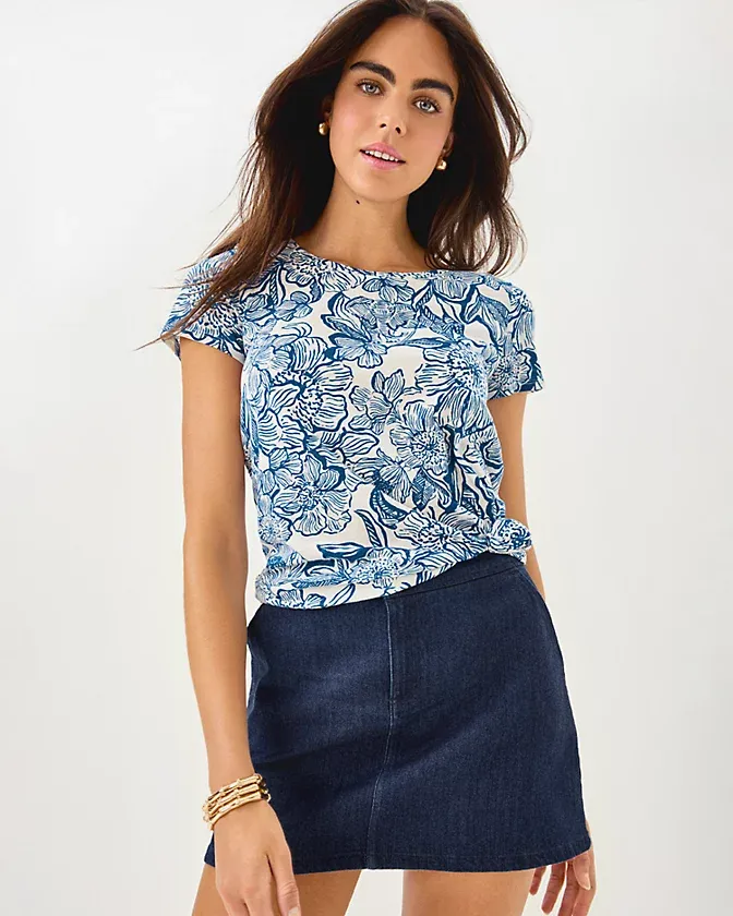 LILLY PULITZER ETTA SCOOP-NECK COCONUT UNFORGETTABLE