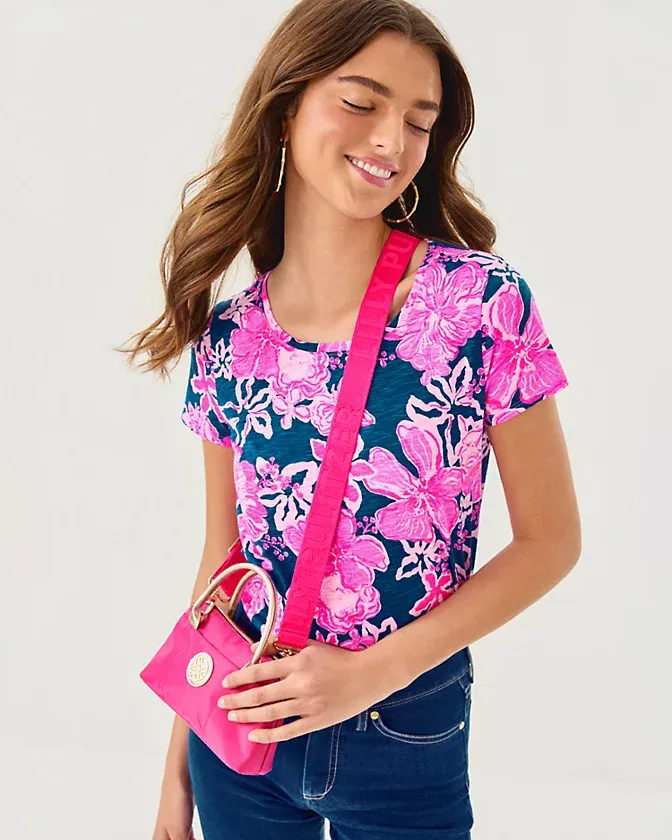 LILLY PULITZER ETTA SCOOP-NECK STARLIGHT NAVY ONCE AND FLORAL