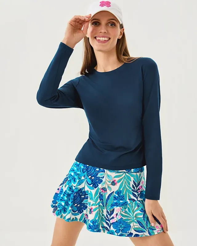 LILLY PULITZER HESTON LONG SLEEVE TEE UP LOW TIDE NAVY