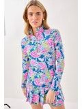 LILLY PULITZER JUSTINE HALF ZIP UPF 50+ MULTI DAHLIA LICIOUS