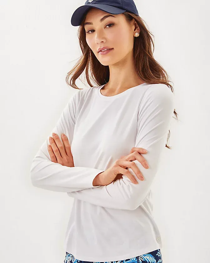 LILLY PULITZER WESTLEY LONG SLEEVE TEE U RESORT WHITE