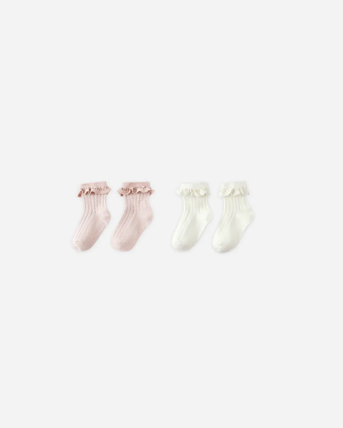 RYLEE &amp; CRU LACE TRIM SOCKS, 2-PACK || BLUSH, IVORY BLUSH-IVORY