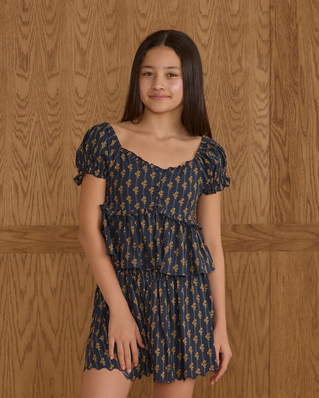 RYLEE &amp; CRU JUBILEE TOP || VINTAGE BLOOM - TEEN NAVY