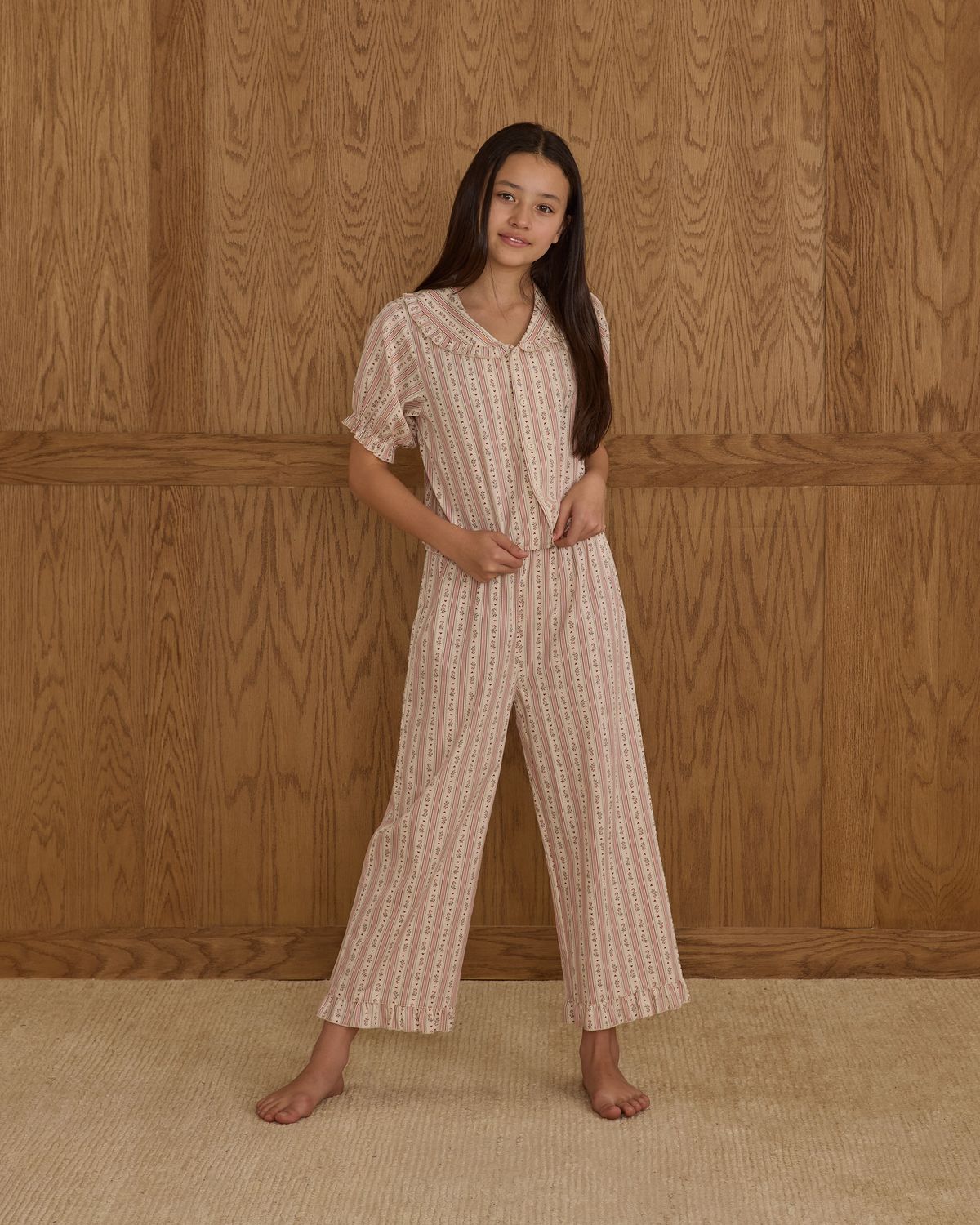 RYLEE &amp; CRU RUFFLE PAJAMAS || CANDY CANE STRIPE - TEEN