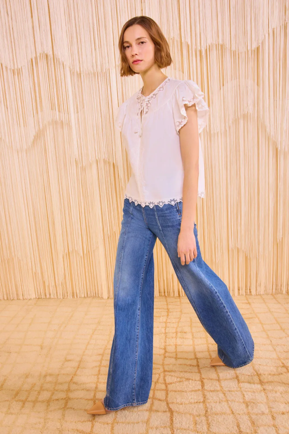 Ulla Johnson Effie Flutter Sleeve Top PRISTINE
