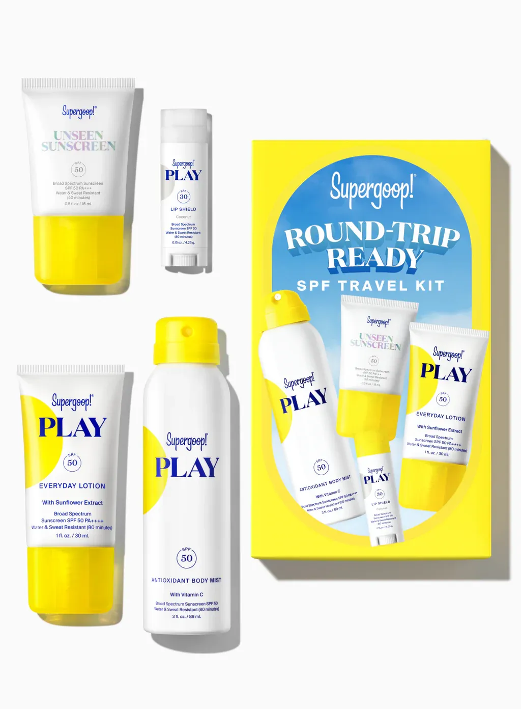SUPERGOOP ROUND TRIP READY SPF TRAVEL KIT