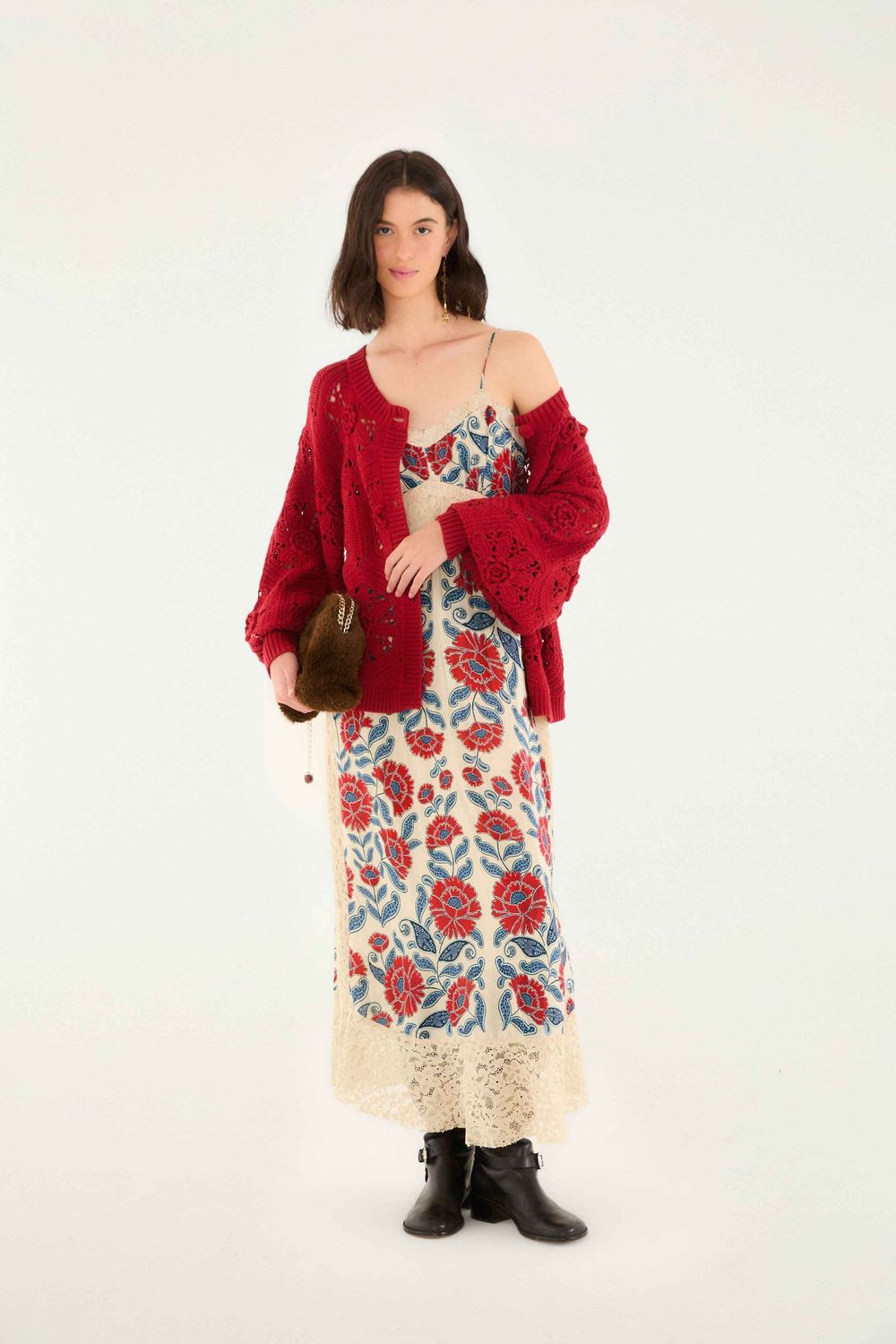 FARM RIO FRANCESCA SAND MIDI DRESS