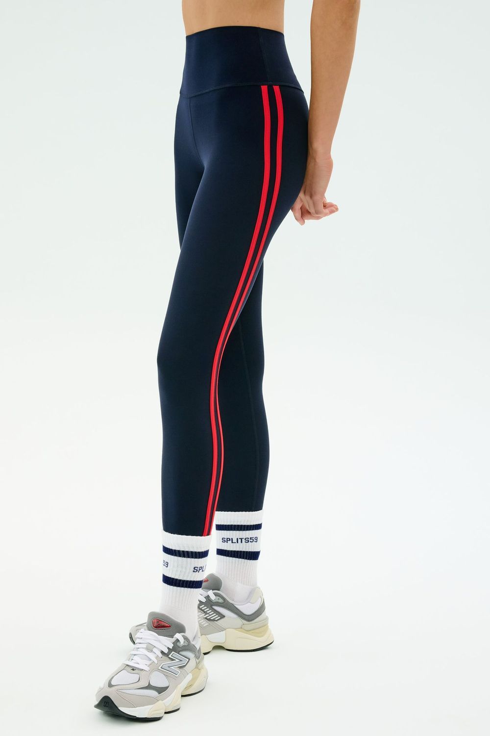 SPLITS59 ELLA AIRWEIGHT HIGH WAIST LEGGINGS 7/8, Size: XS, Color: INDIGO/RED