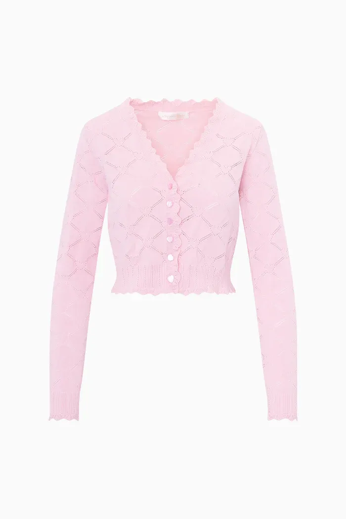 LOVE SHACK FANCY PETRA CARDIGAN VELOUR PINK
