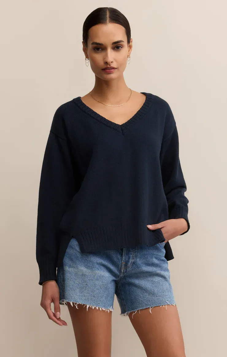 Z Supply All Around V-Neck Sweater Eclipse