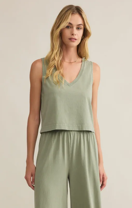Z Supply Sloane V-Neck Top Hunter Green