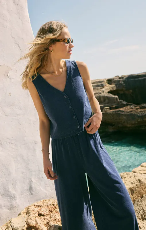 Z Supply Solace Jersey Denim Top Indigo