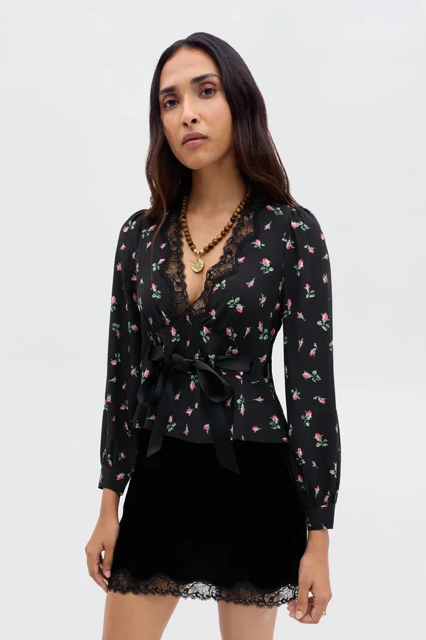 Rixo Charis Top Sienna Bud Black