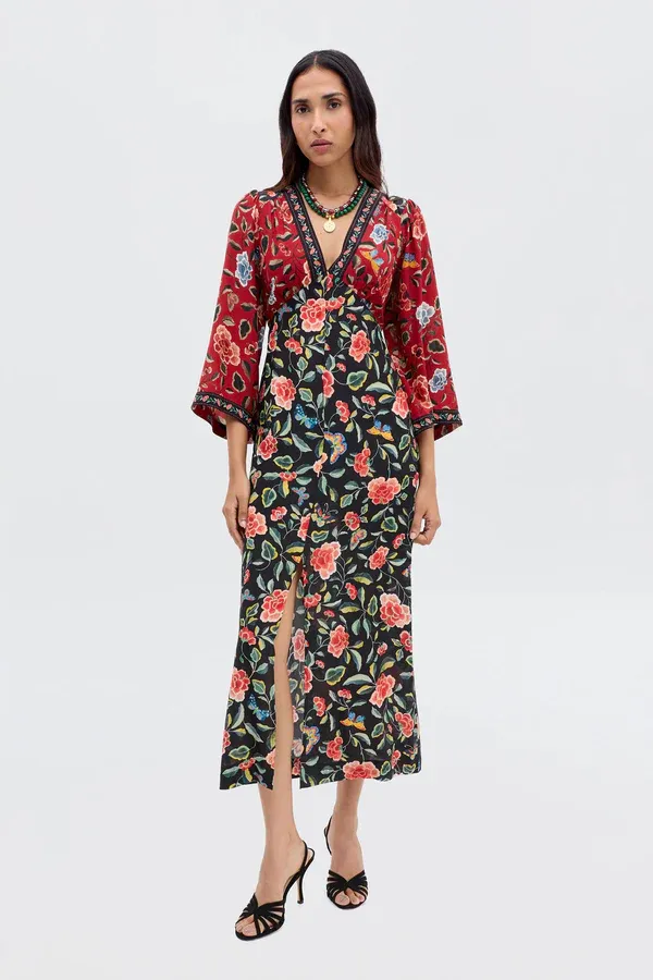 Rixo Dahlia Dress Butterfly Mix Black