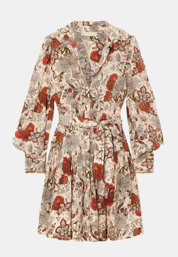 Ulla Johnson Simona Silk Long Sleeve Mini Dress WINTERGARDEN
