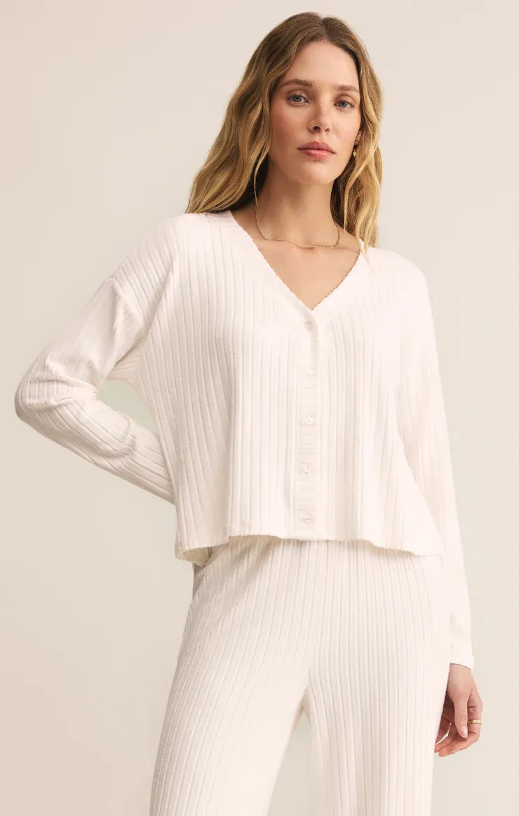 Z Supply Mara Rib Cardigan Vanilla Ice
