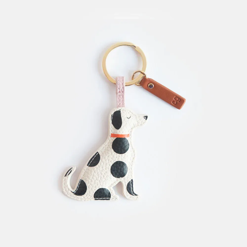 Caroline Gardner Mono Scattered Dot Dog Novelty Keyring