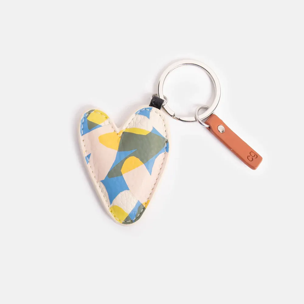Caroline Gardner Confetti Hearts Printed Heart Keyring
