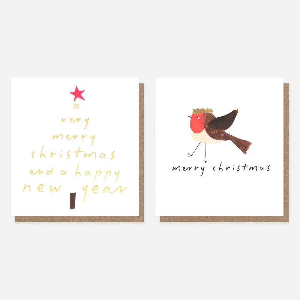 Caroline Gardner Gold Script Tree &amp; Robin In Crown Mixed Charity Pack