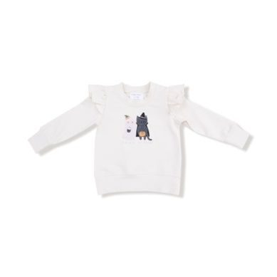 Angel Dear Ruffle Shoulder - French Terry Sweatshirt - Trick or Treat- Silk Screen
