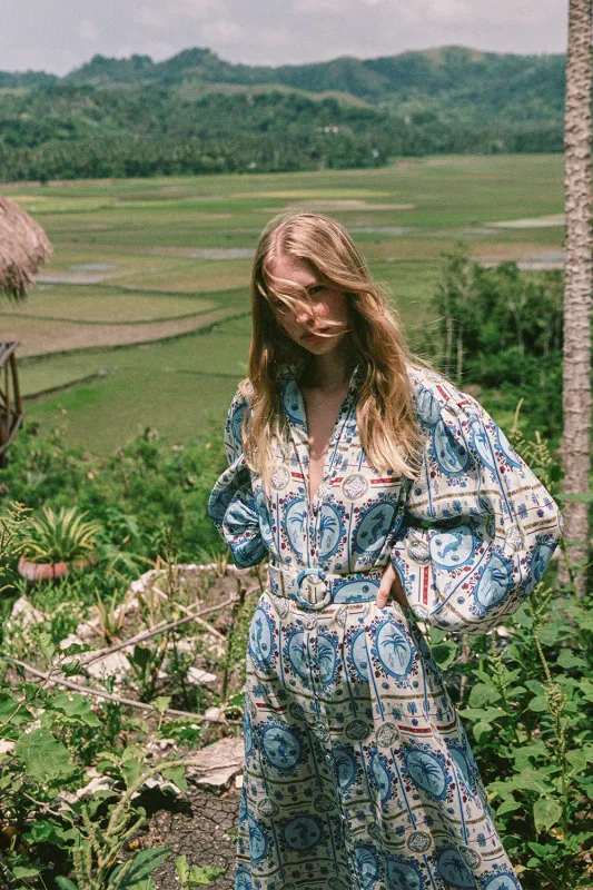 PALM NOOSA NODDY DRESS LAGOONA TILE