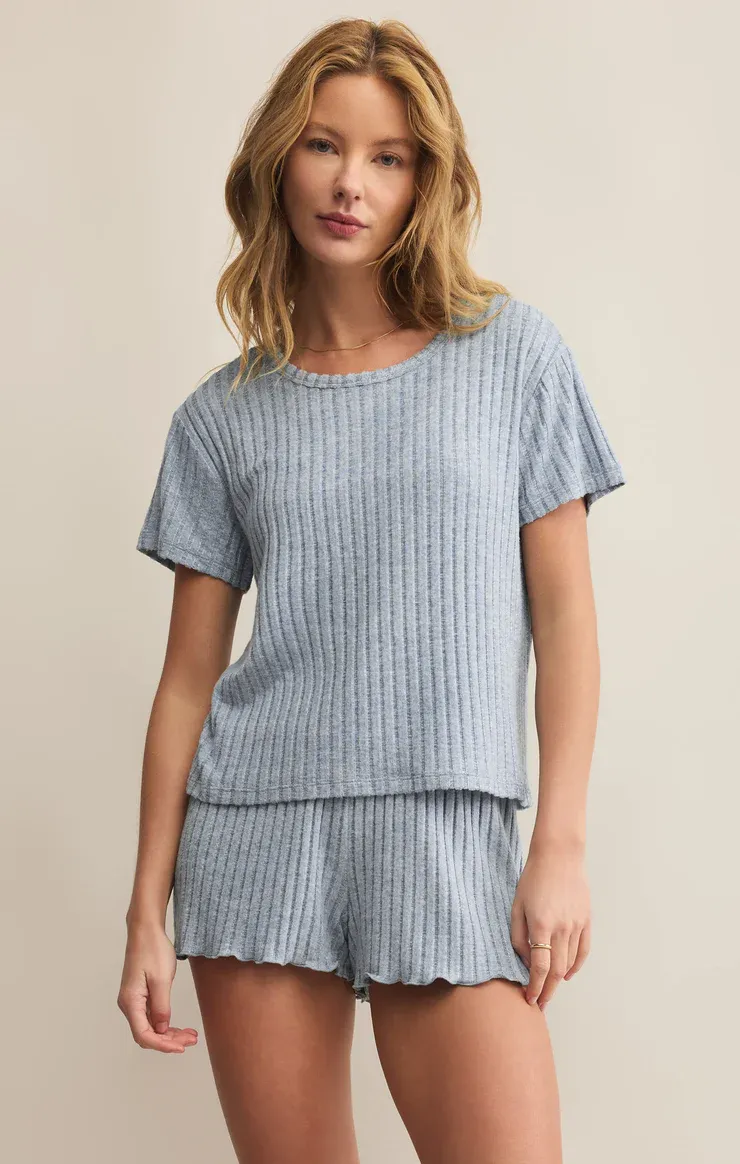 Z Supply Kara Rib Tee Light Denim