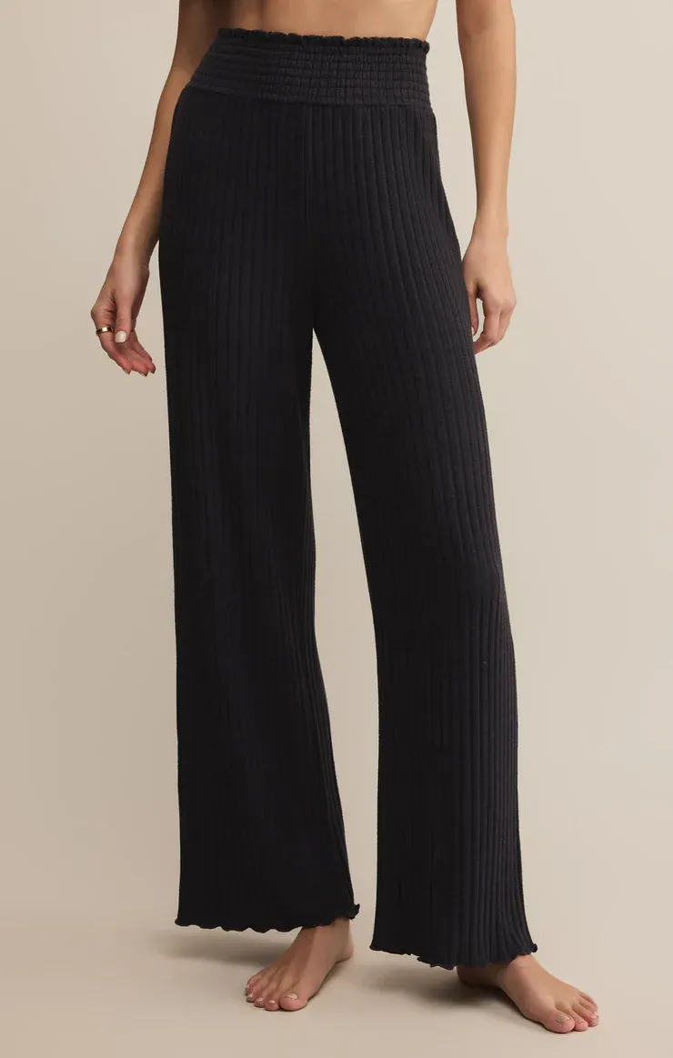 Z Supply Dawn Smocked Rib Pant Black Sand